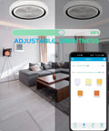 Bladeless Flush Mount Ceiling Fan With Lights And Bluetooth Speaker, Quiet Low Profile 19.8 Inch, LED Stepless Dimming, app screen
