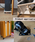 Heavy Duty Swivel Castor Wheels Set Of 4 With Parking Brakes Tough As Nails Rubber Tread used on furniture and luggage.