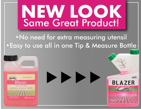New packaging for Blazer Spray Tank Cleaner 16 Oz For Garden And Lawn Use Removes Chemical Residue From Sprayer Tanks.