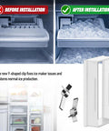 Y-Clip Ice Maker Assembly Kit For Samsung Fridge Replacement AP6261443 showing before and after installation results