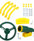 Kids Outdoor Playground Accessories Swingset Attachments With Pirate Ship Wheel Toy Telescope Telephone And Safety Handles In Yellow And Green Built To Last Durable Playset Add Ons