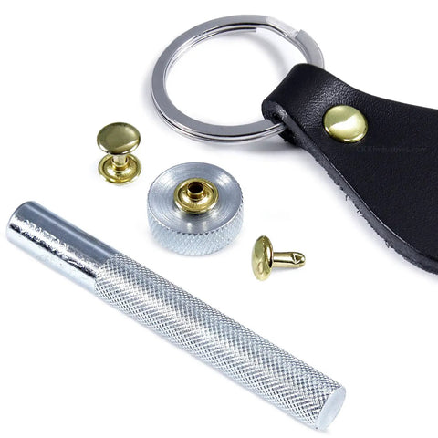 Heavy Duty Double Cap Rivet Hand Setter Tool Kit Includes Precision Stainless Steel Base And Ram For Leathercraft Enthusiasts Looking For A Dang Solid Grip That Knocks It Out Of The Park On Any Project
