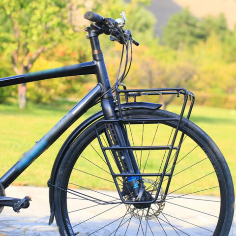 Gravel Bike Front Carrier Rack Aluminum Alloy Construction For Bikepacking Adventures Welded Front Cargo Rack on bike fork