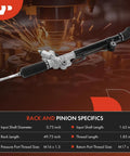 Hydraulic Power Steering Rack And Pinion For Toyota Tacoma 2005 To 2021 2.7L 3.5L 4.0L Replaces 4425004030, front view display with specifications