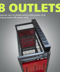 Power Tool Cart With Battery Charging Station And Eight Outlet Power Strip Mobile Garage Workbench On Wheels For Mechanics