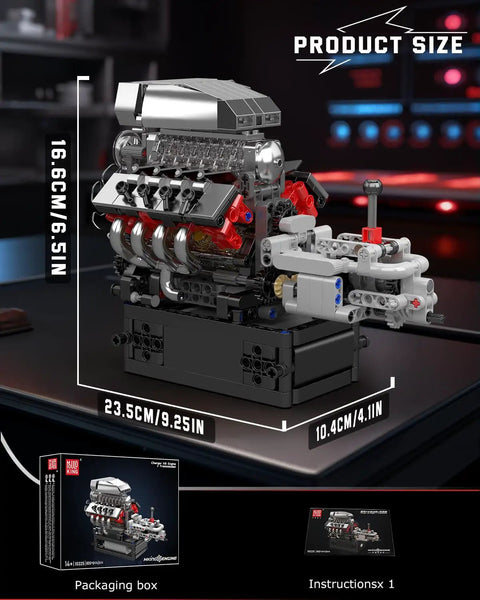 V8 Engine Model Kit With Transmission Build Your Own STEM 8 Cylinder Car Engine From 855 Plus Parts Realistic Engine Block Building Set For Adults Hands On Engineering Toys For Collectors And Hobbyists, 16.6cm model