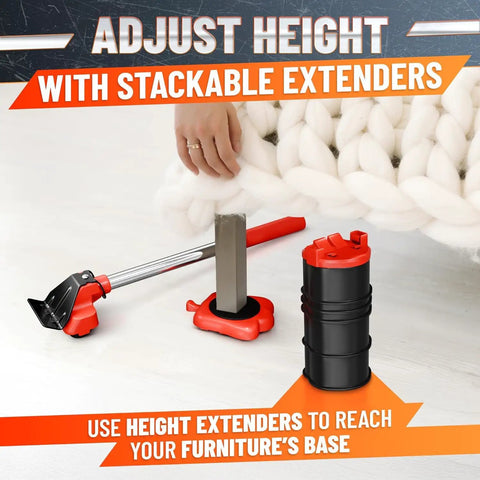 Heavy Duty Furniture Mover Kit With Wheels Appliance Lifter And Sliders That Lift Up To 660 Lbs Includes 4 Sliders And Lifting Extenders Cradle Lock