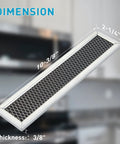 Microwave Charcoal Filter Replacement For GE JX81L Frigidaire FRPAMRAF Gallery 5304464577 Bosch dimensions shown and labeled