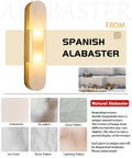Natural Spanish Alabaster Wall Sconce, 19.7" High Marble Wall Sconces, G9 with gold metal base and unique alabaster patterns.