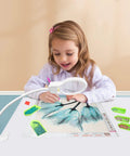 Child using LED Magnifying Lamp For Diamond Painting Tools With 4X And 6X Magnifier, Clip Flexible Neck, Bright LED Light