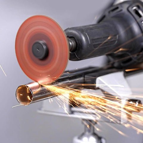 4 Pack Grinding Wheel Adapter Mandrels, 1/4 Inch And 3/8 Inch Thread Heads, Built Tough For Thin Cut Off Discs And Abrasive Wheels, Zero Slip Grip Keeps Your Drill And Die Grinder Locking In Securely, grinding metal pipe with sparks flying.
