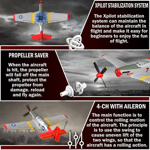 Four Channel Ready To Fly RC Plane For Beginners With Easy Controls And Aerobatic Capabilities P51 Mustang Foam Airplane