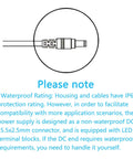 Beefy 12V 2A IP67 Waterproof DC Power Adapter With 5.5x2.5mm Plug, UL Certified, Wide 100-240V AC Input, Rugged Outdoor Ready Power Supply For LED Strips, Cameras, And Electronics, DIY Friendly, Waterproof Build For Tough Environments showing 5.5x2.5mm plug detail