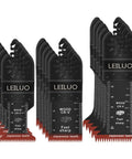 LEILUO 15-piece oscillating saw blade set with Japanese teeth for wood cutting, black blades