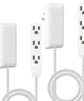 Slick Low Profile Flat Face Outlet Extender With Three Receptacles And Three Foot Power Cord Ultra Thin Build in white.
