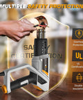 Person holding Pro Grade 2 In 1 Heat Gun With Rotatable Handle And Stand, 1500W Fast Heating Hot Air Tool with safety features visible