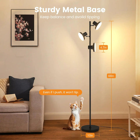 36W LED Tree Floor Lamp With Remote And Touch Control Dimmable Standing Lamp in modern living room next to a couch