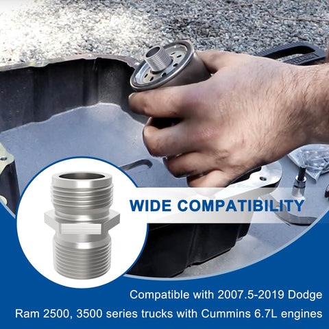 Stainless Steel Spin On Filter Screw Upgrade For 68RFE Transmission In Dodge Ram 2500 3500 With Cummins 6.7L Diesel No Fuss Easy Install Heavy Duty Replacement That Replaces Fragile Plastic Screws And Keeps Your Truck Rolling. stainless steel filter screw, wide compatibility