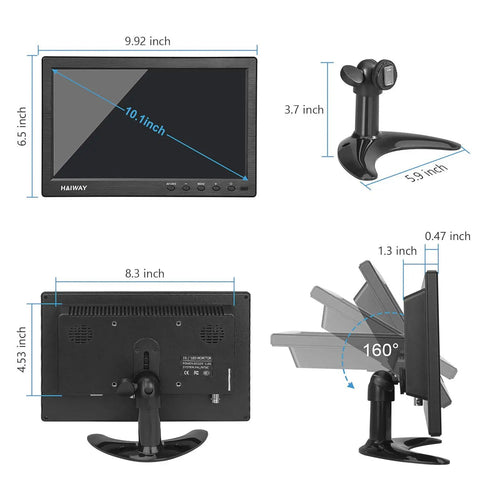 10.1 Inch Mini Security Monitor With Remote And Dual Speakers For Gaming CCTV Raspberry Pi PC, Compact HD Display 1366x768
