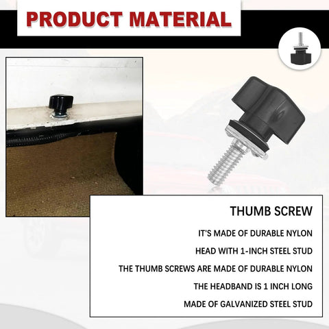Universal Jeep Wrangler Hard Top Fastener Kit With Quick Release Bolts No Tools Needed Easy Install thumb screw detail