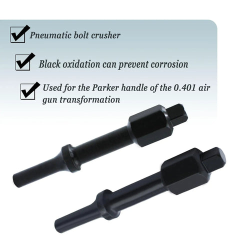 Shake And Break Pneumatic Bolt Breaker Set Featuring 3/8 And 1/2 Inch Square Drive Air Hammer Socket Adapter, black bolt crusher adapters.