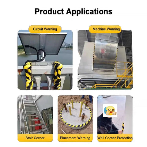 Product applications of L Shaped Wall Edge Corner Guards in circuits, machines, stair corners, and wall corners for safety.