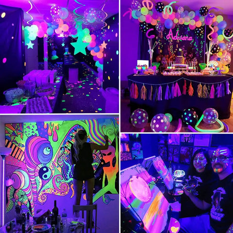 Black Light Strip Kit With 79 Feet Of Flexible LED Lights Powered By 12V 1440 LEDs For Lit Glow At Halloween And Christmas Parties