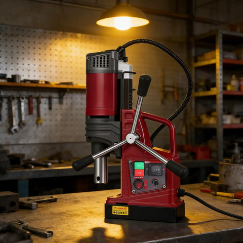 Beast Magnetic Drill Press With 1.57 Inch Capacity, 210mm Stroke, 13000N Hold, 1550W Power in workshop setting
