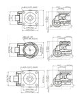 Technical drawing of Hardcore Heavy Duty Leveling Casters Four Pack Industrial Support Roller Wheels with adjustable threaded base.