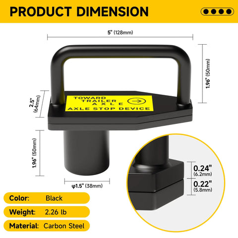 Dimensions of Magnetic Trailer Axle Stopper For Semi Trucks And Dry Vans And Reefers, Heavy Duty Steel Tandem Slide Stopper