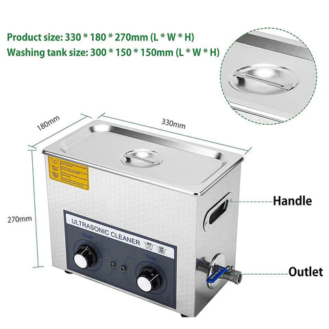 Knockout 6L Digital Ultrasonic Cleaner For Vinyl Records And Compact Discs With Digital Timer And Built In Heater 330mm size