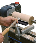 12-inch stainless steel lathe tool rest mounted on a woodturning lathe with a 1-inch post
