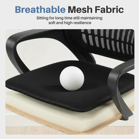 Close-up of the Ergonomic Go-To Home Office Desk Chair With Lumbar Support And Rocking Mode, showing breathable mesh seat.