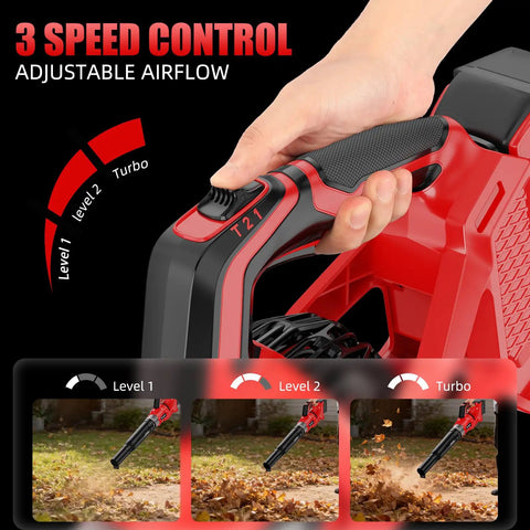 Red 600 CFM Cordless Leaf Blower With 18V M18 Battery Compatibility, 150 MPH Turbo Power, 3 speed adjustable control