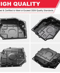 42RLE Transmission Oil Pan Kit With Filter And Gasket Fits Wide Range Of SUVs And Trucks Replaces 68059549AA, four pan views