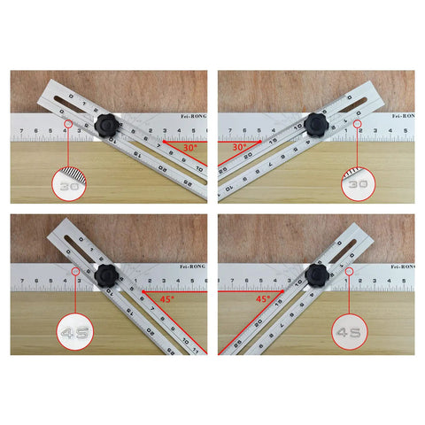 Foldable Triangle Ruler And Square Set For Carpentry And Woodworking, 24 Inch Aluminum Frame at 30° and 45° angles