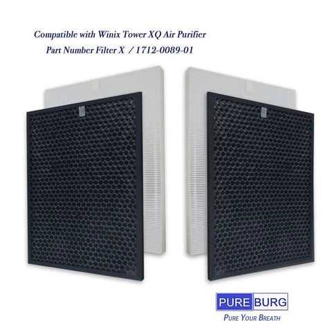 Must Have Replacement Filter Set For Winix XQ And XQ Pro Tower Air Purifiers, 2 H13 True HEPA Filters Plus 2 Activated Carbon Odor Filters