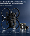 Pavo Femto Brushless Whoop Frame with HD VTX bracket and camera canopy, 75mm wheelbase, PA12 material for O4 Air Unit setup
