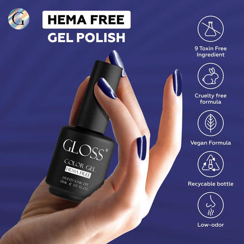 Dark Blue Gel Nail Polish 15ml Soak Off UV LED Varnish Navy Nail Lacquer For Home And Salon HEMA Free Formula Eco Friendly