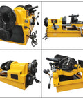 Rock Solid Electric Pipe Threader Machine for Cutting Threading and Trimming Half to Three Inch Conduit, compact with handles.