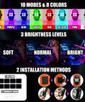 Rechargeable Interior Car LED Lights Kit With 8 Color Modes Easy Install Wireless Operation Remote Control Adjustable Brightness