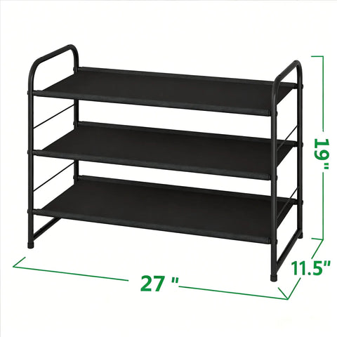 Spiffy Three Tier Stackable Shoe Rack Expandable Adjustable Fabric Shoe Organizer With Extra Bottom Shelf To Keep Your Sneakers And Daily Kicks Proper Dime In Tight Closets Or Entryways Without Any Mess