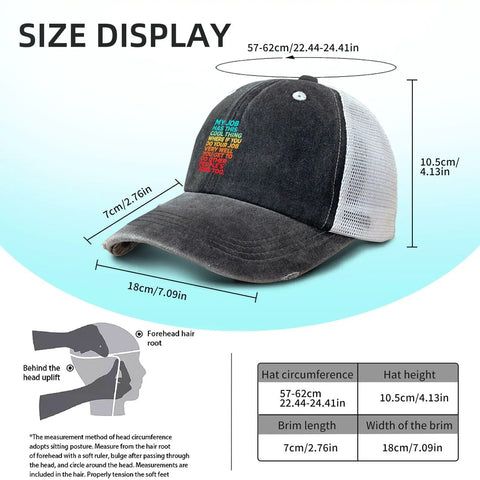 Men's Vintage Trucker Cap With Adjustable Buckle One Size Fits Most, Dope Ball Hat For Running Hiking Cycling And Everyday Casual Wear, Lightweight Comfort For Outdoor Fun, size display