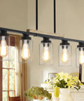 Chandelier with 4 Pack Clear Glass Lamp Shade Cylinders 5.5 Inch High 3.5 Inch Diameter With 1.65 Inch Fitter Replacement