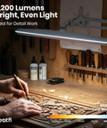 Monster Bright Desk Light With 2200 Lumens Of Crisp 6500K Daylight Glare Free illuminating wood carving workspace.