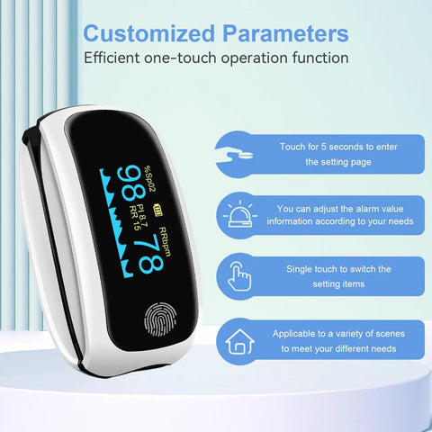 Rechargeable Pulse Oximeter With Fast SpO2 And Pulse Rate Readings In Five To Eight Seconds, Finger Clip Oximeter On Display