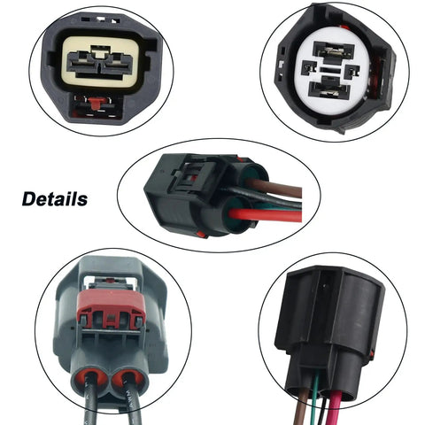 Two Pack Cooling Fan Relay Harness Connector Pigtail Kit For Ford F150 Focus Fusion Mustang Escape Taurus Lincoln MKZ MKX Mercury Milan Replacement 9U2Z14S411LB WPT1361 connector details and wire ends
