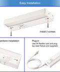 Under Cabinet LED Light Fixture 24 Inch, 14W, 985 Lumens, Dimmable, CRI 90, Triple Color Temp, installation options displayed