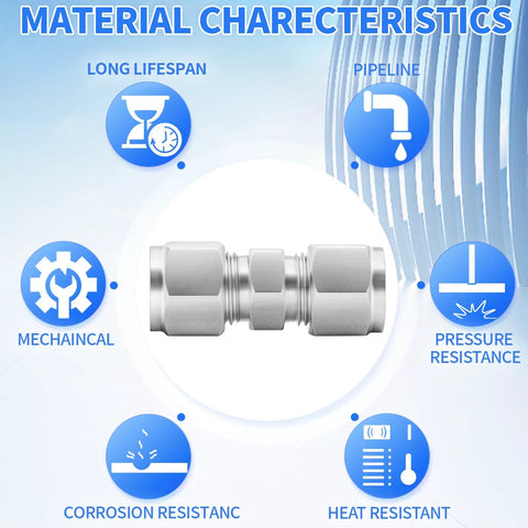 ChillWaves 304 stainless steel compression tube fitting, 1 in OD x 1 in OD, union connector.