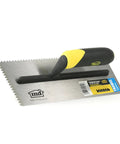 Pro Grade U Notch Trowel One Eighth Inch By One Eighth Inch By One Eighth Inch Stainless Steel Blade With Ergonomic Rubber Handle 11 In By 4.5 In Great For Spreading Mortar On Floors And Walls Silver Blade With Black And Yellow Grip